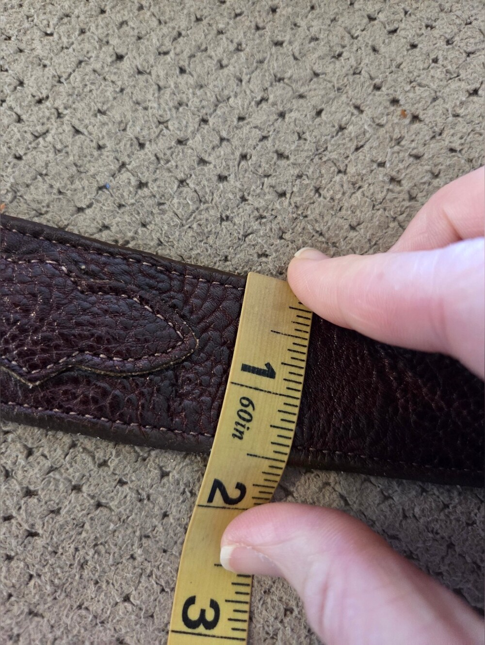 Vintage 3-D Belt Leather Belt Brown Full Grain Cowhide Western Made USA Size 42 - Picture 3 of 16